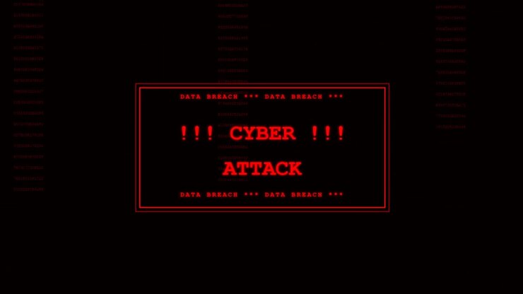 Cyber Attack Warning Message on Digital Screen