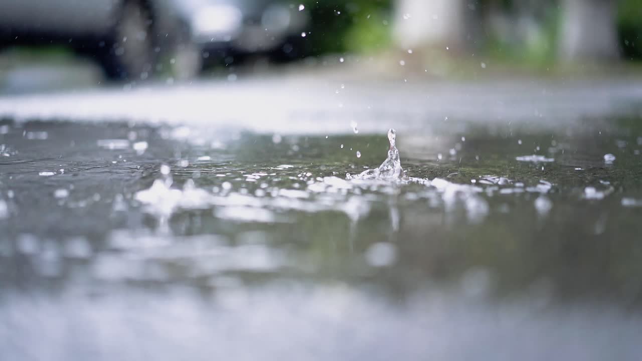 It's raining Drops fall in puddle 2