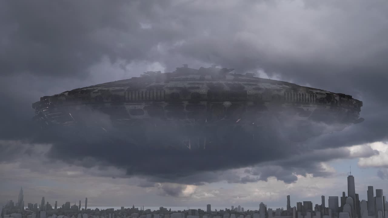 UFO over New York City during a Storm