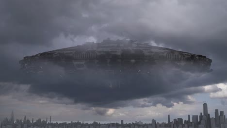 ufo over new york city during a storm