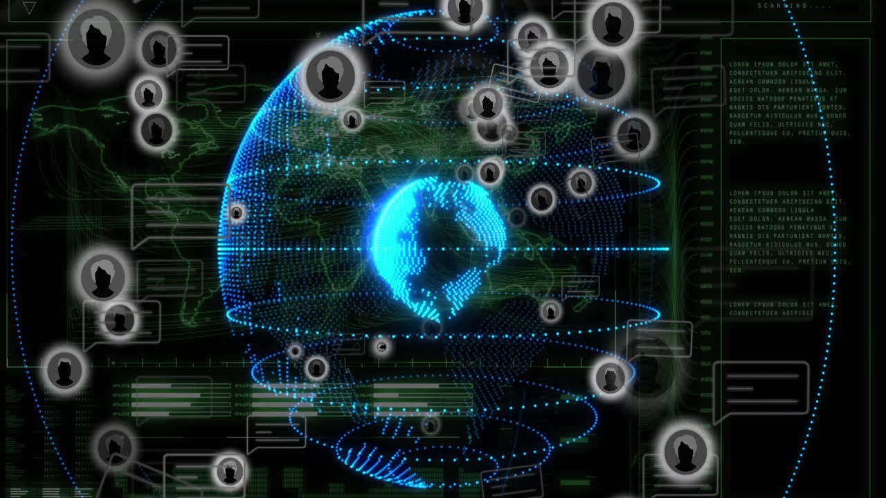 conexiones de red globales y animación de intercambio de datos sobre el globo digital
