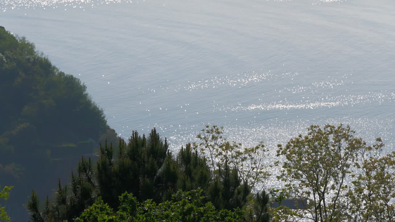 Scenic view of La Concha Bay and San Sebastián coastline. Northern Spain