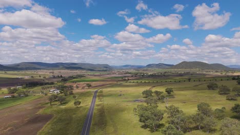 aerial view of road through australian countryside