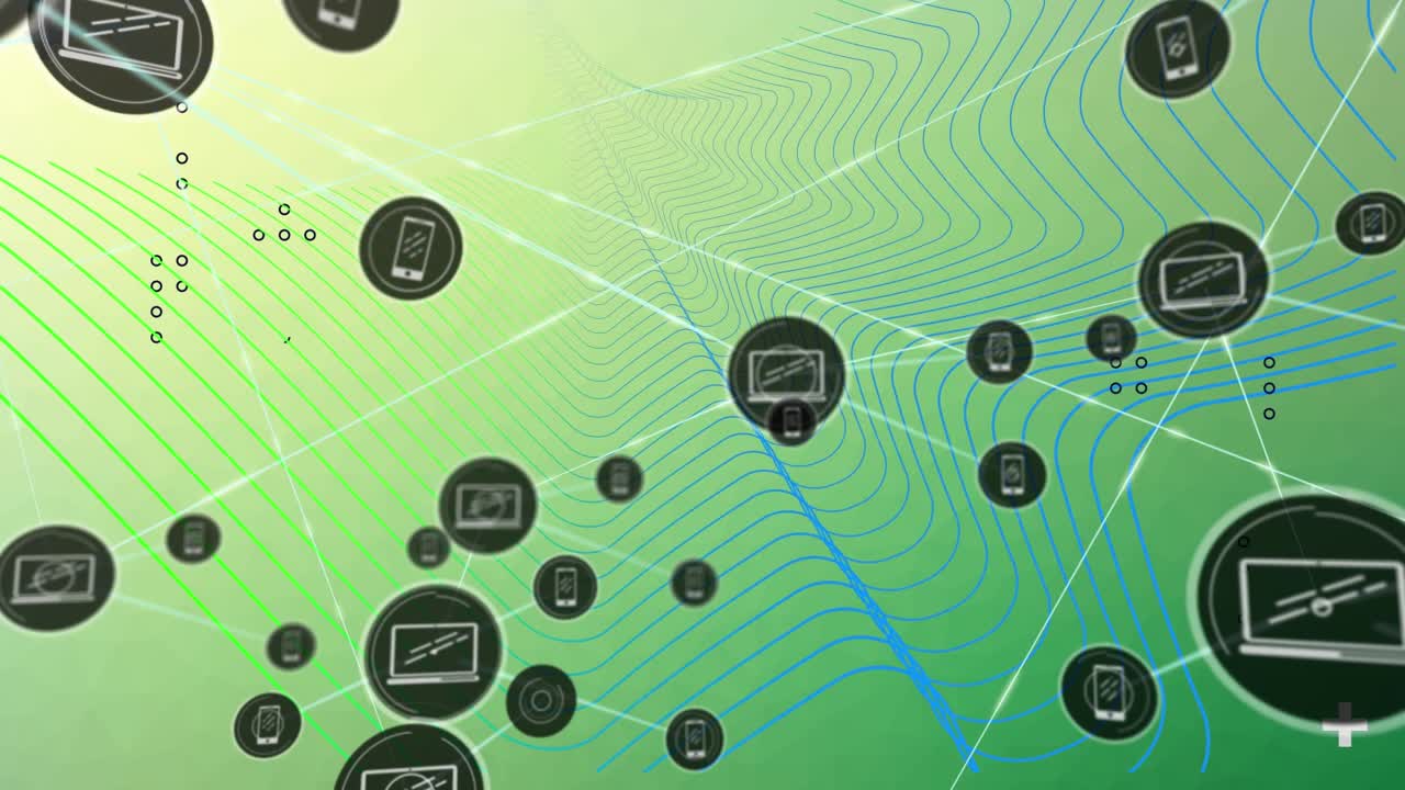 Network of profile icons against network of connections on white background