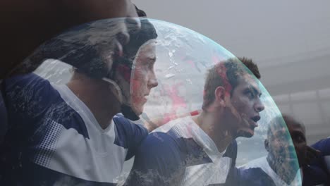 animación del globo con procesamiento de datos sobre jugadores de rugby