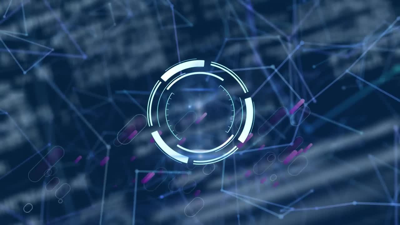 animación del círculo de procesamiento sobre la red de conexiones y fallo sobre el fondo de la marina