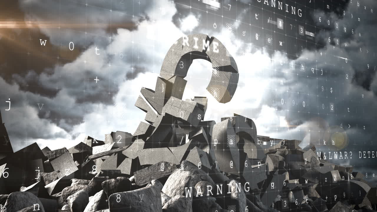 미래 지향적 인 디지털 화면 에 대항 하여 붕괴 된 파운드 표지판