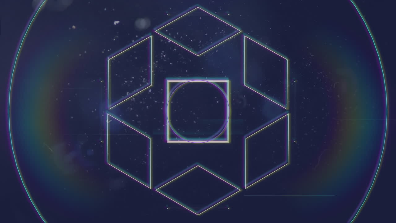 анимация белого узора над призмой над синим фоном.