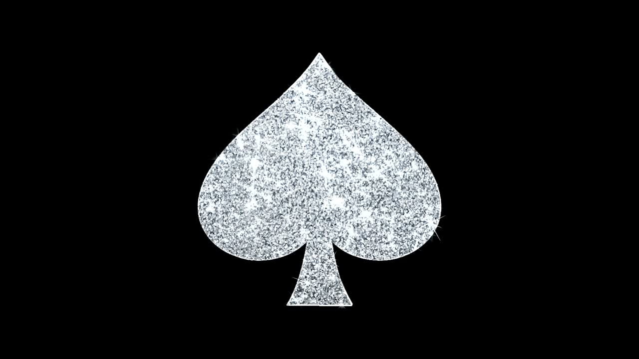 플레이 카드 슈트 스페이드 아이콘 빛나는 반이는 루프 박이는 입자