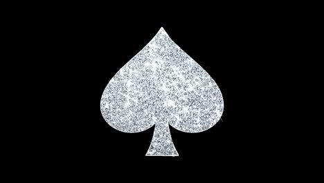 playing card suit spade icon shining glitter loop blinking particles .