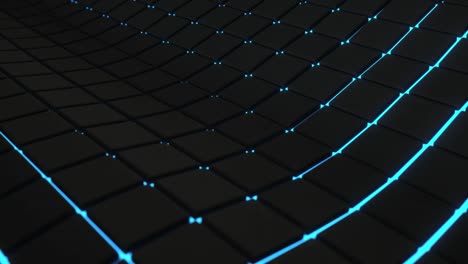 wavy surface made of black cubes with glowing background