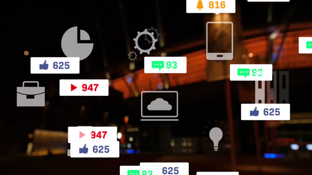 animación del procesamiento de datos sobre el paisaje urbano