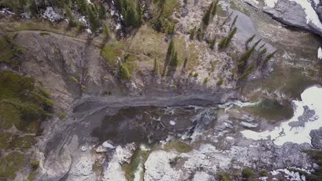 shifting perspective of boreal river canyon in spring