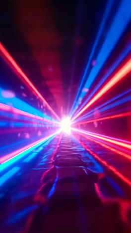 abstract neon light tunnel with converging beams