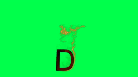 burning letter d on green screen