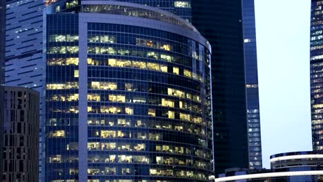 modern office building with big windows at night