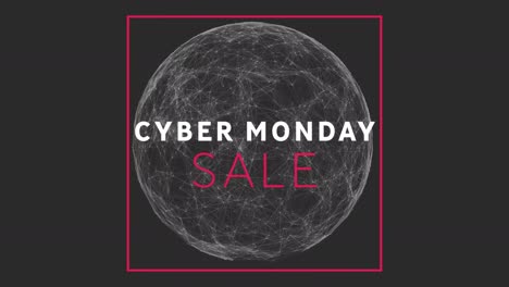 Cyber-monday-text-banner-against-globe-of-network-of-connections-on-black-background