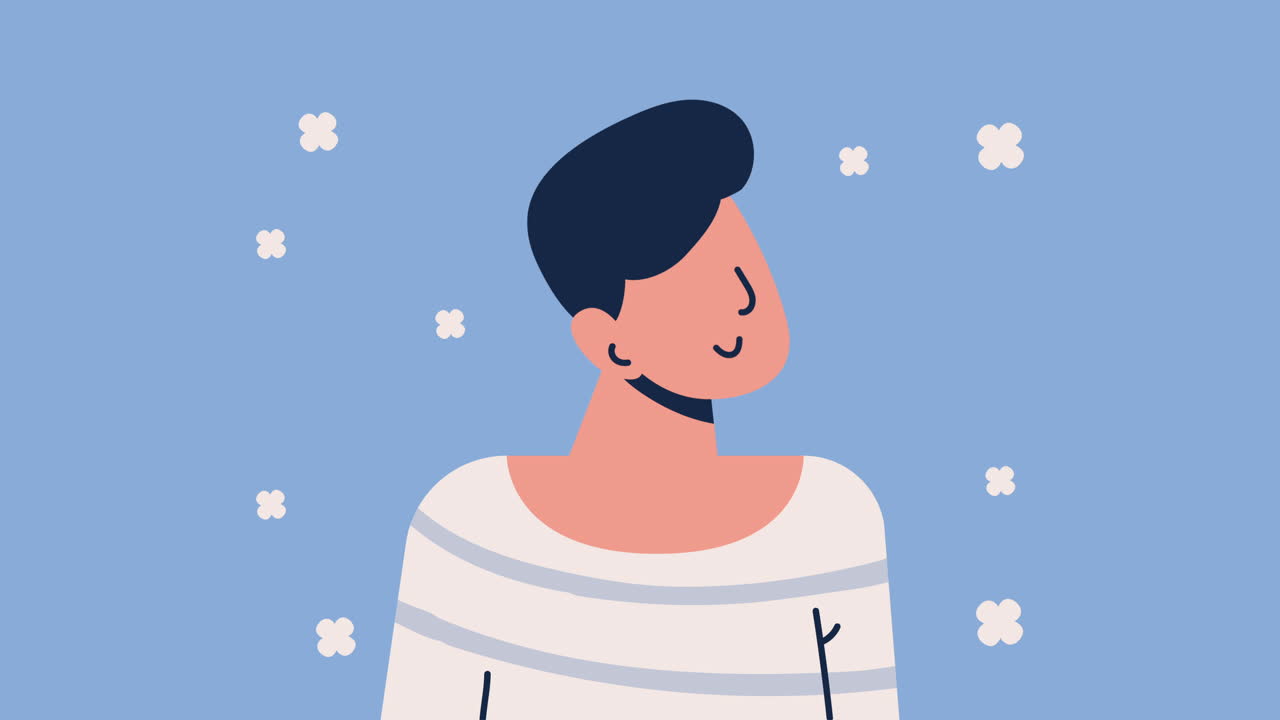 젊은 여성 프로필 캐릭터 애니메이션