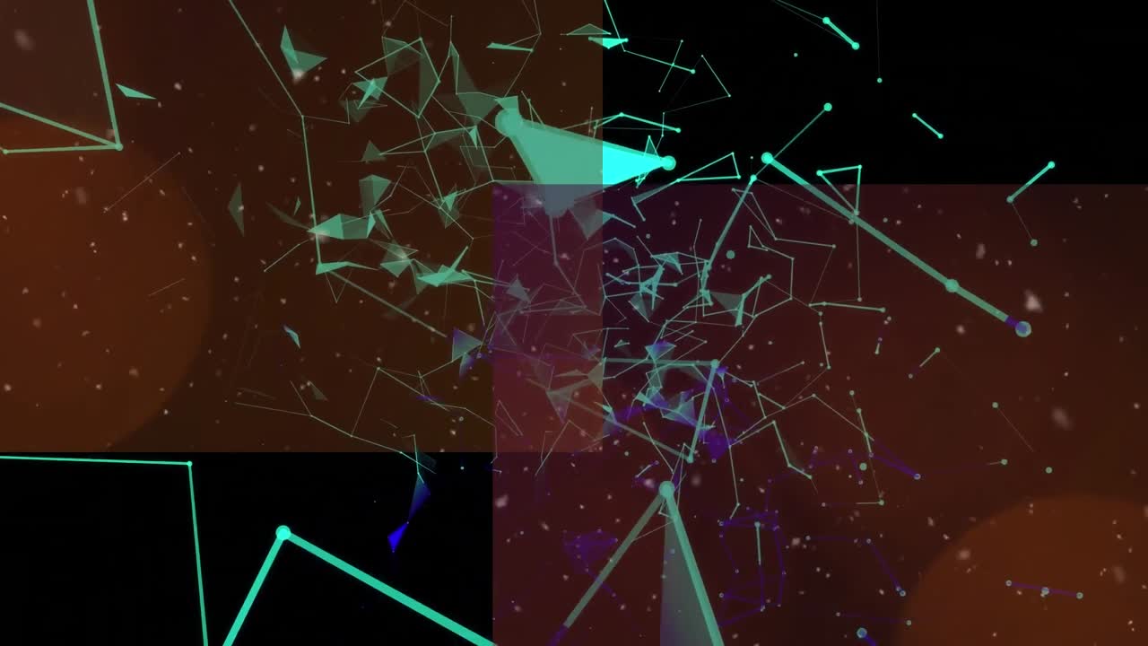 animación de conexiones geométricas en movimiento sobre fondo negro
