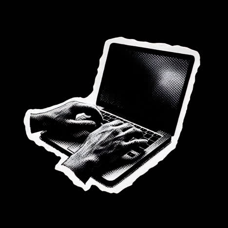 Retro digital typing art animation isolated asset, transparent 4K video, alpha channel, ProRes 4444