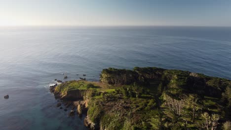 Forested-coastline-with-rocky-cliffs