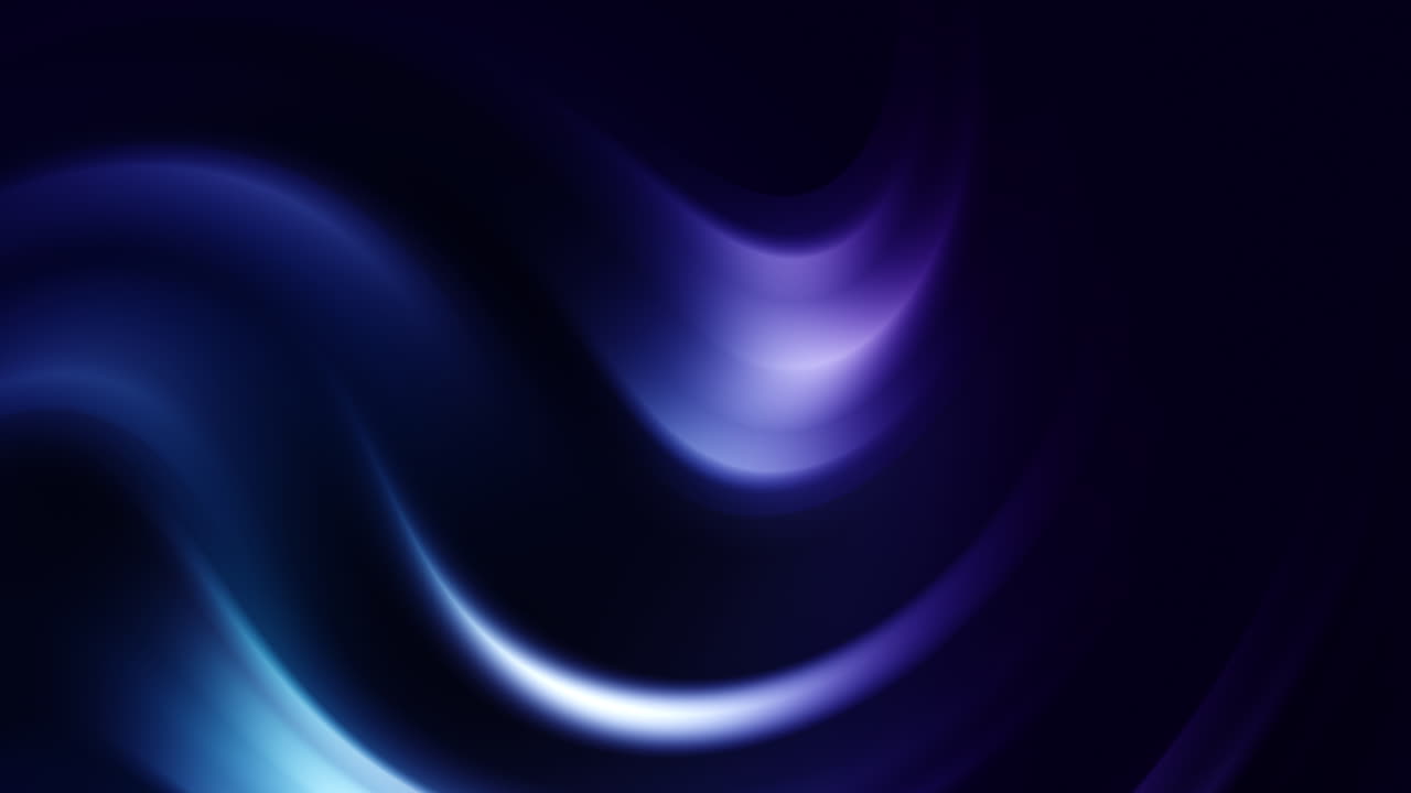 Curved wavy blue glow. Abstract futuristic looping background. Glowing liquid.