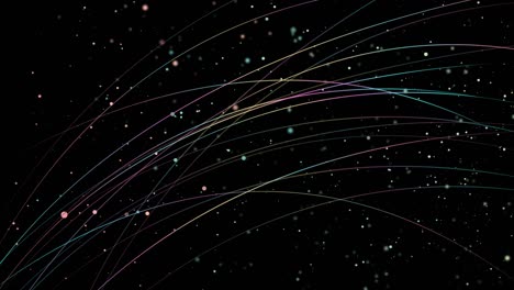 animación de video holográfica de líneas onduladas coloridas y puntos en fondo negro