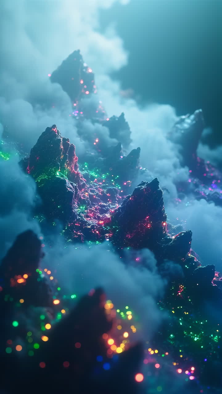 Ethereal Landscape of Luminous Mountains and Clouds