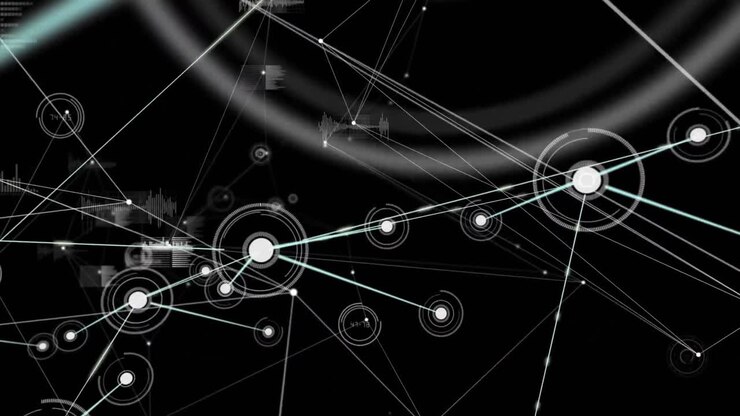 Animation of network of connections with statistic on black