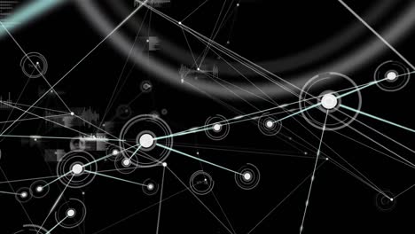 animation of network of connections with statistic on black