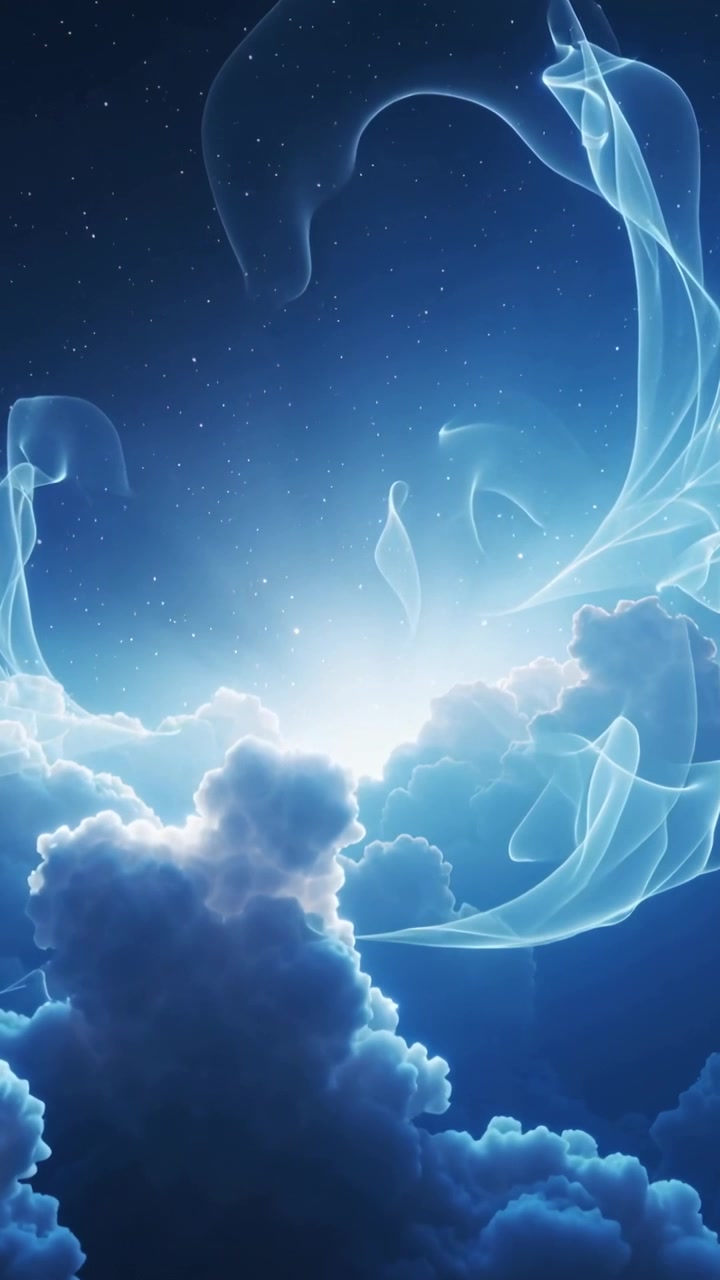 Vertical video: Ribbons unfurling as horizon glow rising above cloud core at night, stars sparkling