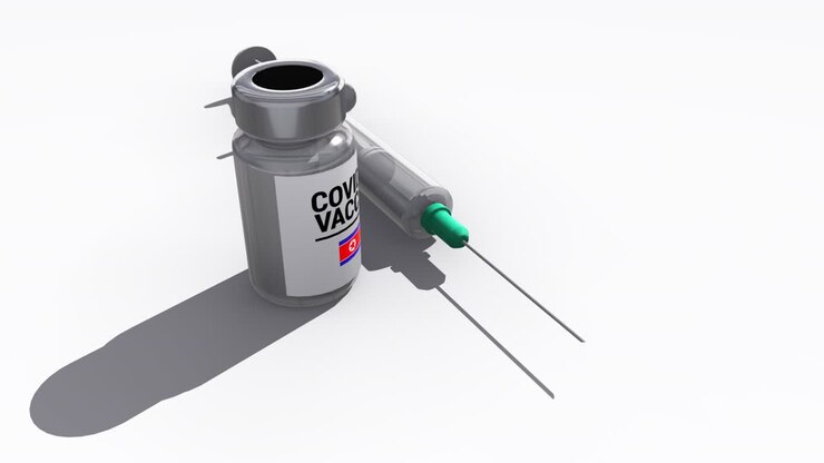 Syringe and Covid-19 Vaccine Bottle North Korea