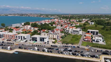 historic town of nin laguna aerial view with velebit mountain background, dalmatia region of croatia