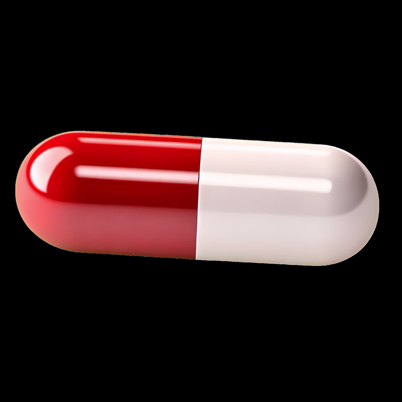Red and white capsule medication animation isolated asset, transparent 4K video, alpha channel