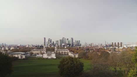 greenwich park and canary wharf skyline, london