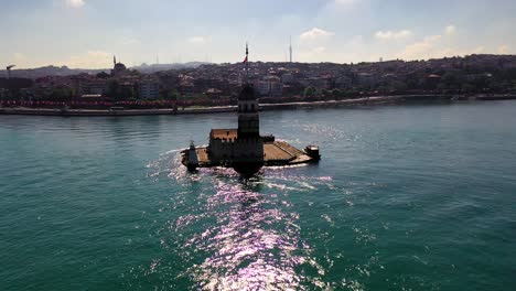 aerial view of maiden's tower also known as leander's tower from istanbul.
