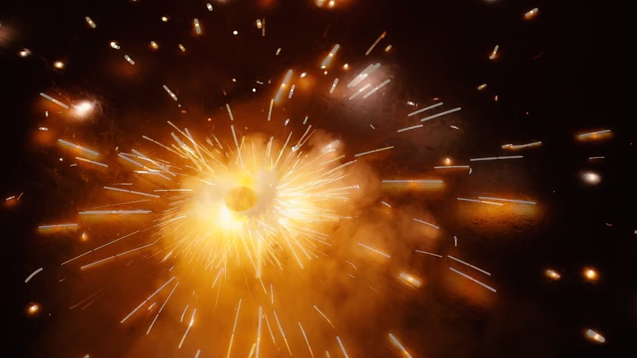 Cracker sparkles spinning isolated with somck on a black background