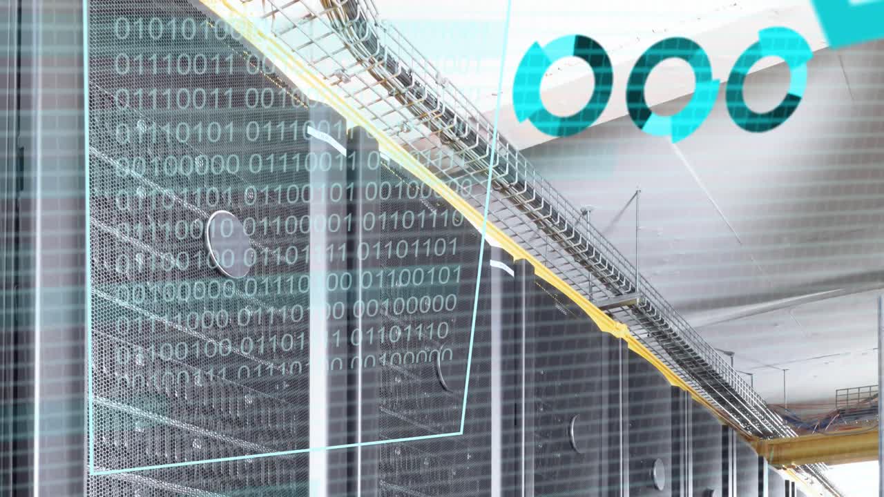 animación del procesamiento de datos financieros en el fondo del servidor informático