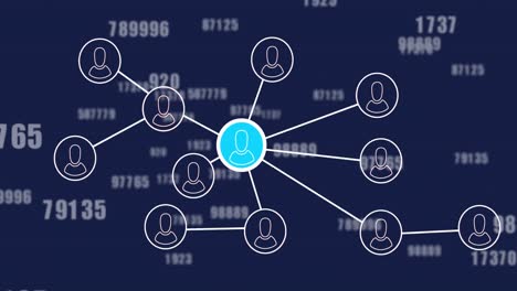 Animation-of-network-of-connections-and-data-processing-over-dark-background
