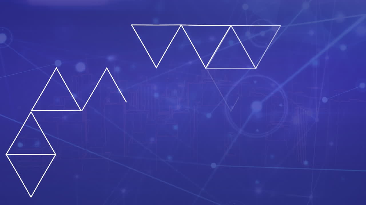 연결 네트워크를 통해 기하학적 모양의 애니메이션