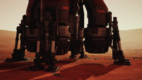 una nave espacial aterrizando en la superficie de marte