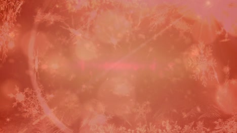 animation of snow falling over background with bokeh and red filter