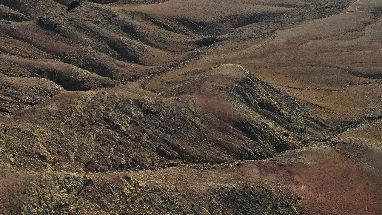 Veduta aerea di Fuerteventura che mostra il paesaggio e il terreno.
