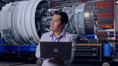 engineer working on jet engine maintenance