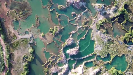 aerial view turquoise lake at guar petai also called jiuzaigou of malaysia"."