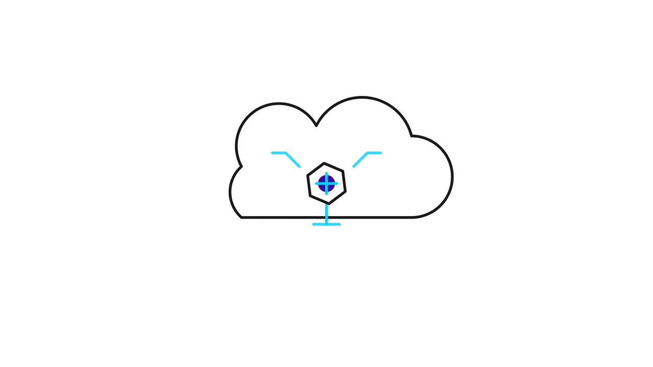 Animated Cloud Icon Drawing with Hexagon Center