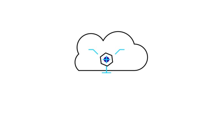 Animated Cloud Icon Drawing with Hexagon Center