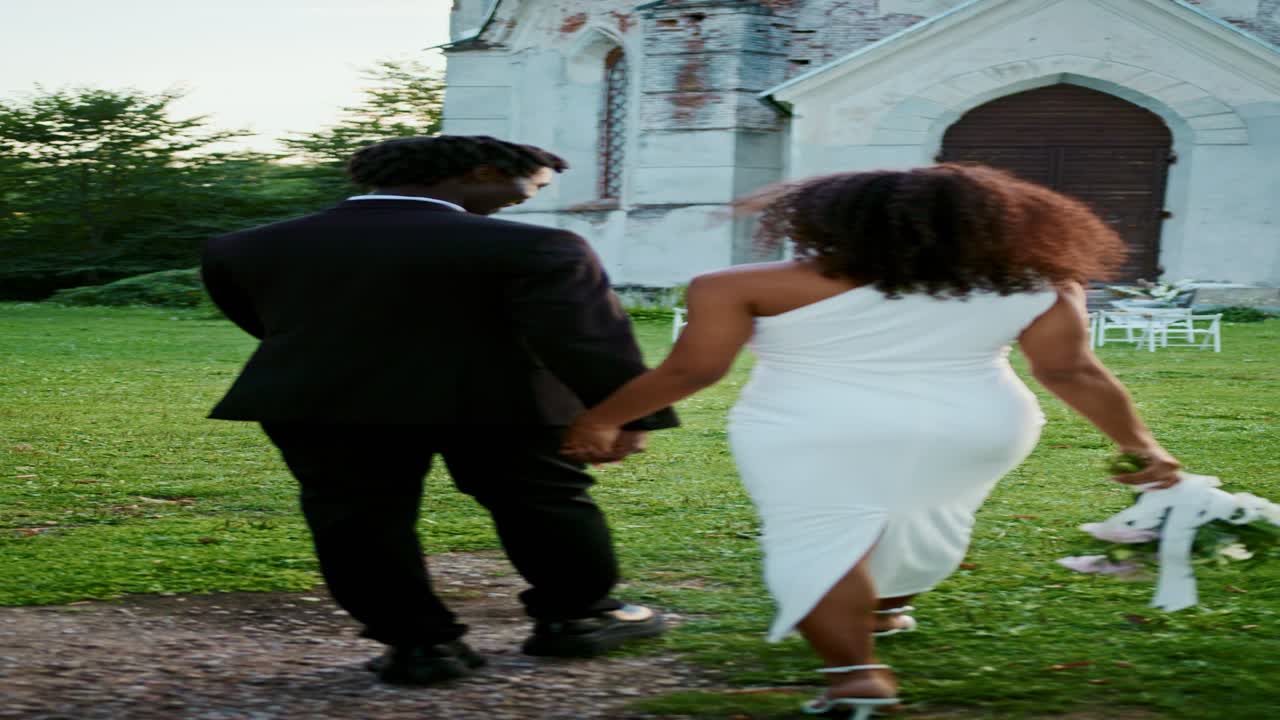 Interracial Couple on Their Wedding Day
