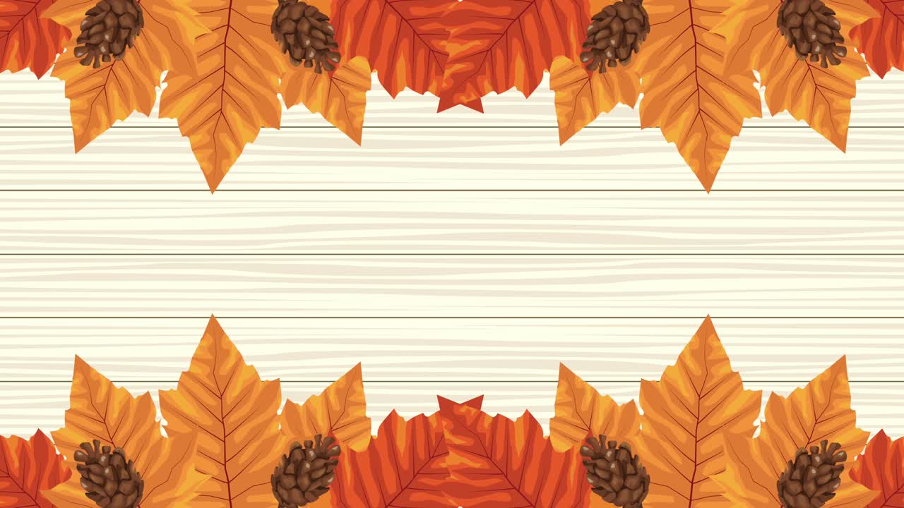 hola animación de otoño con marco de hojas