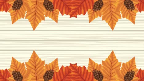hola animación de otoño con marco de hojas